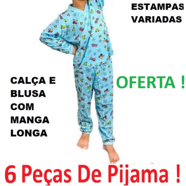 Kit 6 Peças Pijama Infantil Menino Criança Bebe masculino