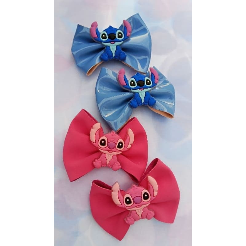 Parzinho de Laço Stitch e Angel, Kit Laços Infantis Personagens, stich, Angel, lembrancinha stich, acessório stich