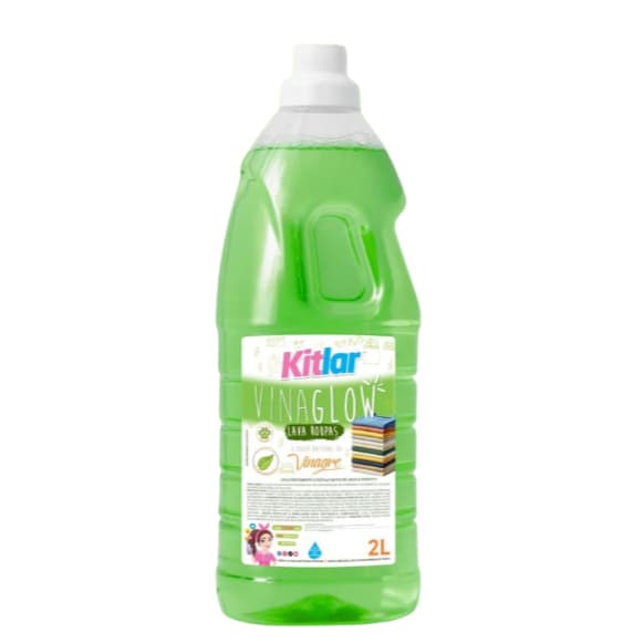 Sabão Líquido Lava Roupas KITLAR Vinaglow 2L Com Vinagre Remove Odores e Perfuma