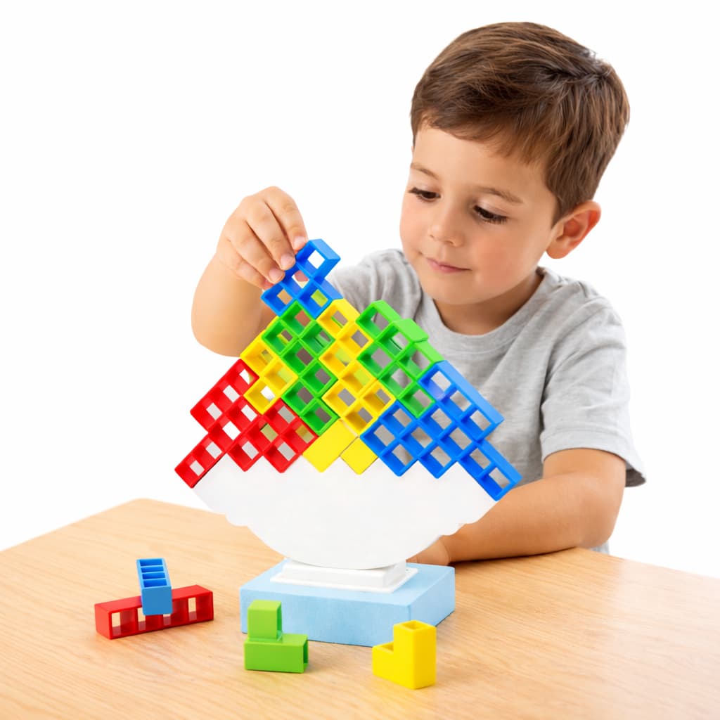Jogo Equilíbrio Tetris Infantil Desafio Divertido para Crianças Brinquedo Educativo Montar + Coordenação