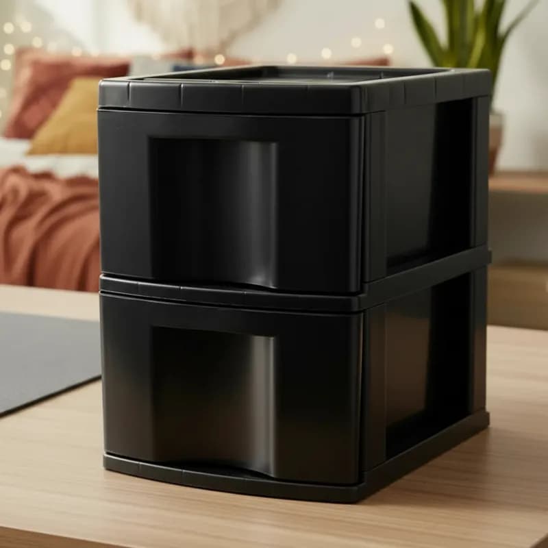 Gaveteiro Plástico Preto 2 Gavetas Grandes Agraplast Cod.578