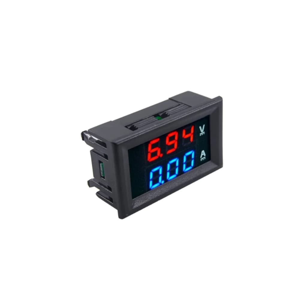 Voltímetro e Amperímetro Digital DC 0-100V 10A LED Azul e Vermelho - Medidor de Corrente e Tensão Projetos Eletrônicos 1