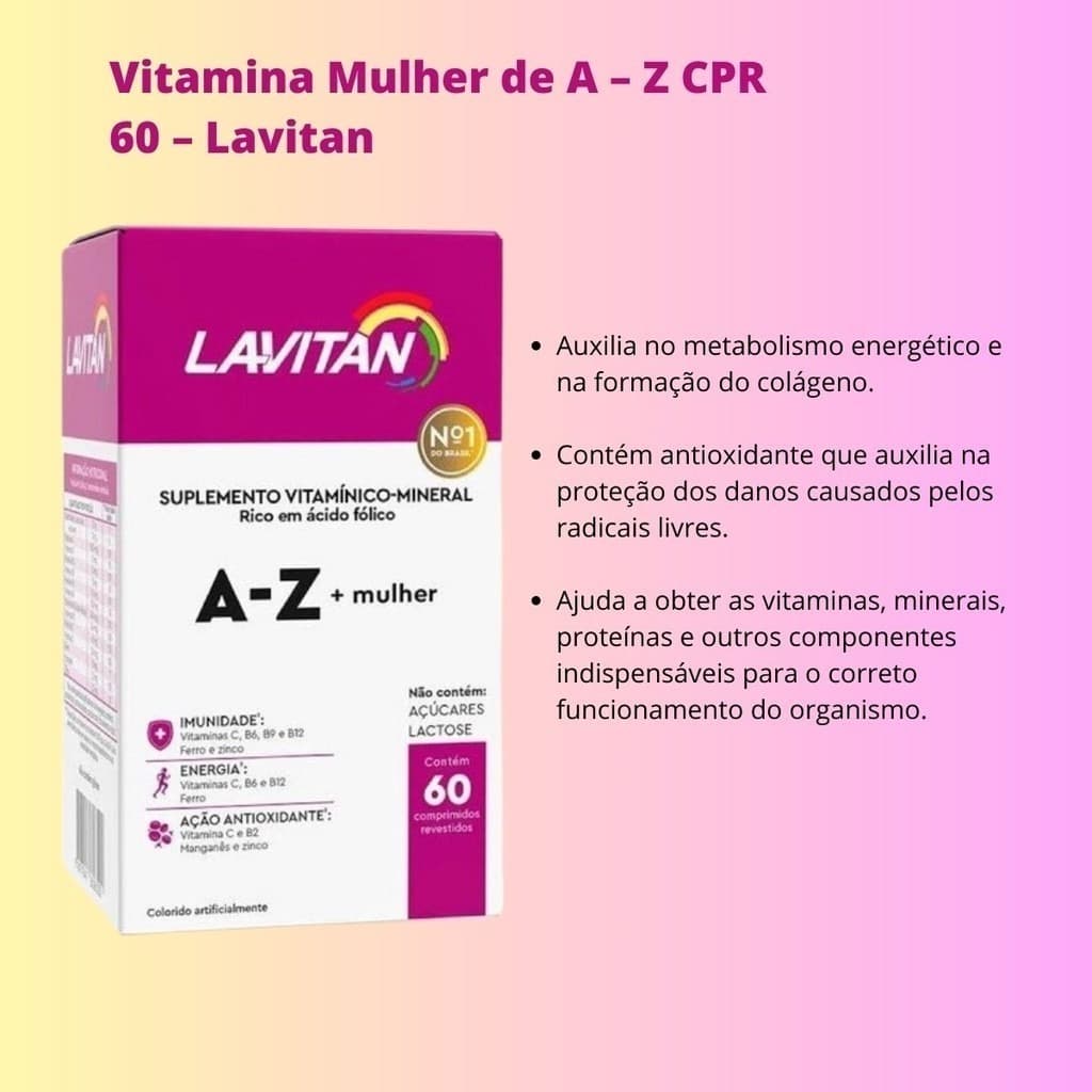 Lavitan A-Z Mulher Com 60 Comprimidos Cabelos e unhas Cimed