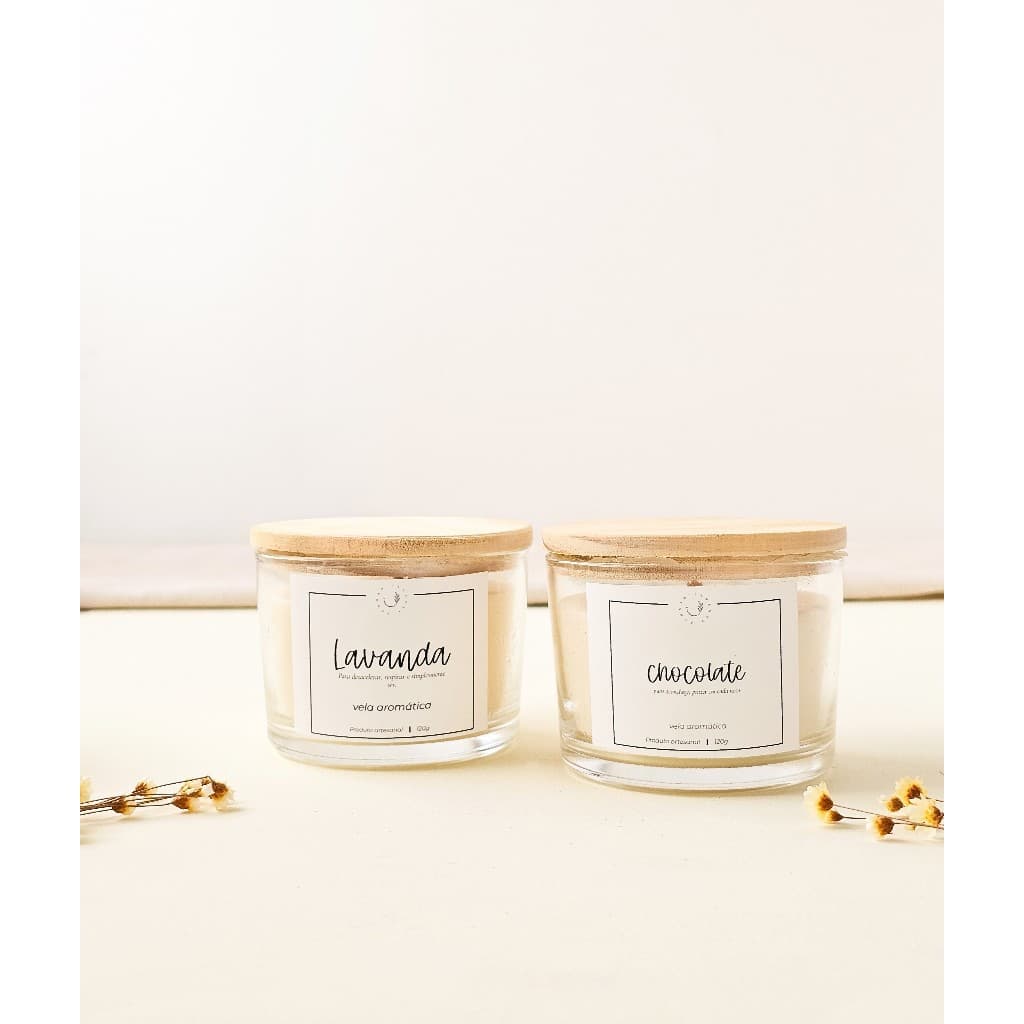 Kit 2 Velas Aromáticas 120g | Lavanda e Chocolate | Presente Aconchegante e Relaxante