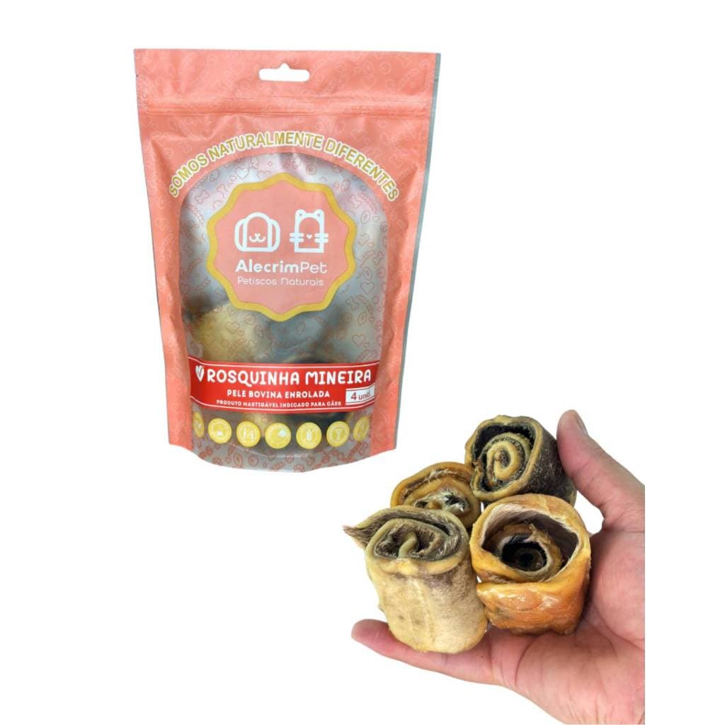 Mordedor Natural Para Cães Rosquinha de Pele Bovina Alecrim