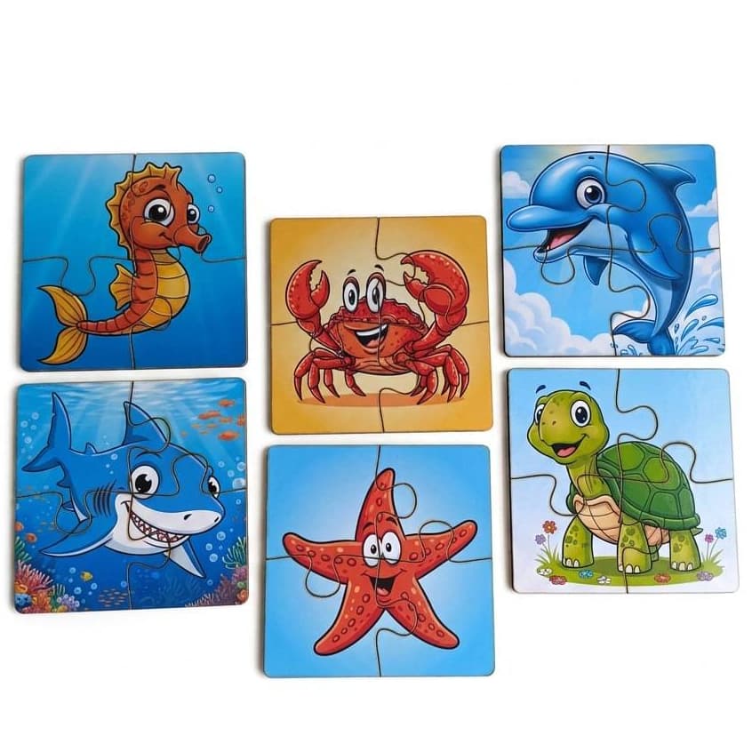 Brinquedo Educativo Quebra Cabeça Fundo do Mar Infantil Pedagógico MDF Kit
