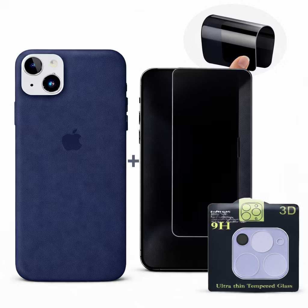 Case Silicone Colorida + Película Cerâmica Privacidade + Lente Câmera para iPhone XR 11 12 13 14 15 16  _ AMG