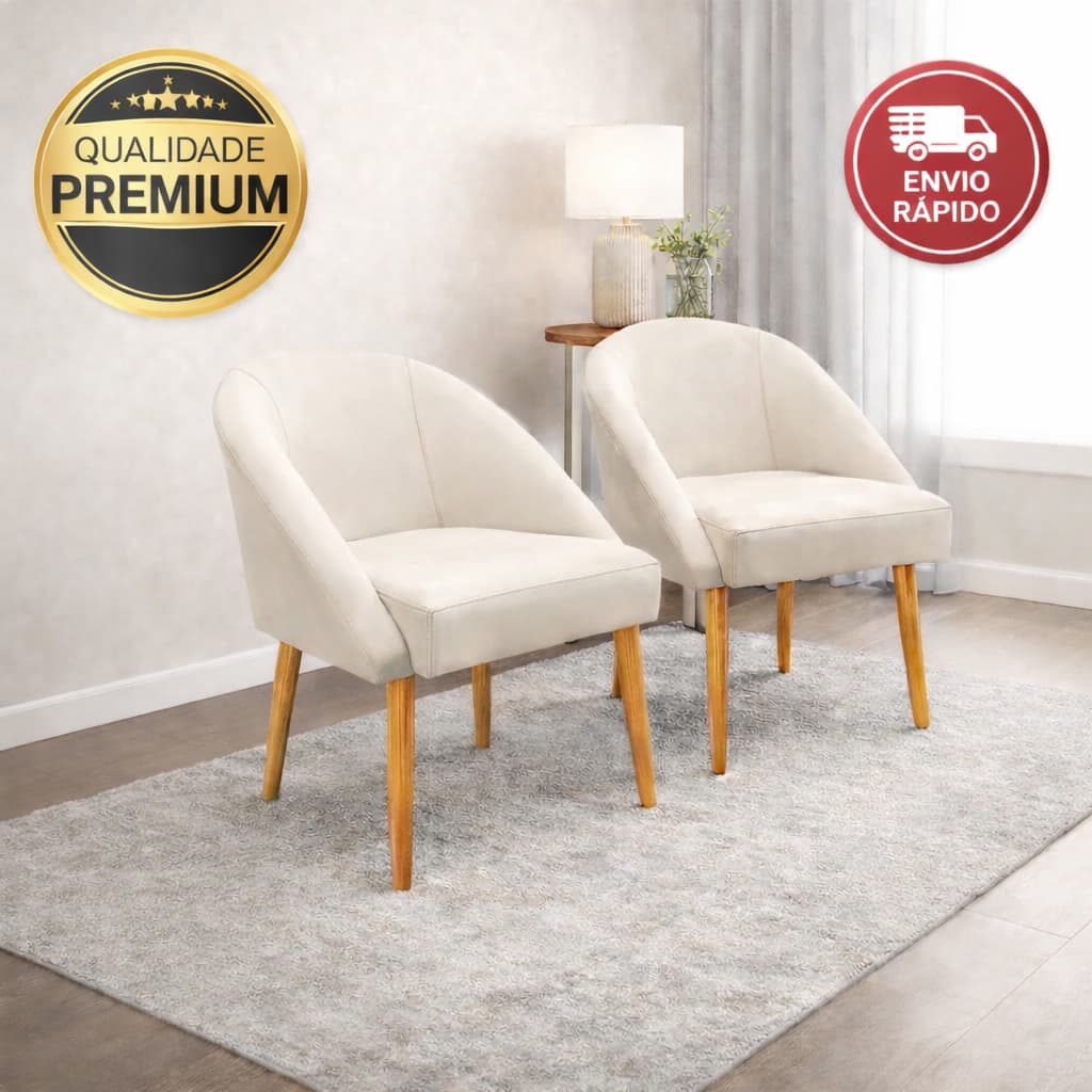 kit 2 Cadeira de Jantar Lua Decorativa Poltrona Lua Sala de Estar Salão Quarto Estética Recepção