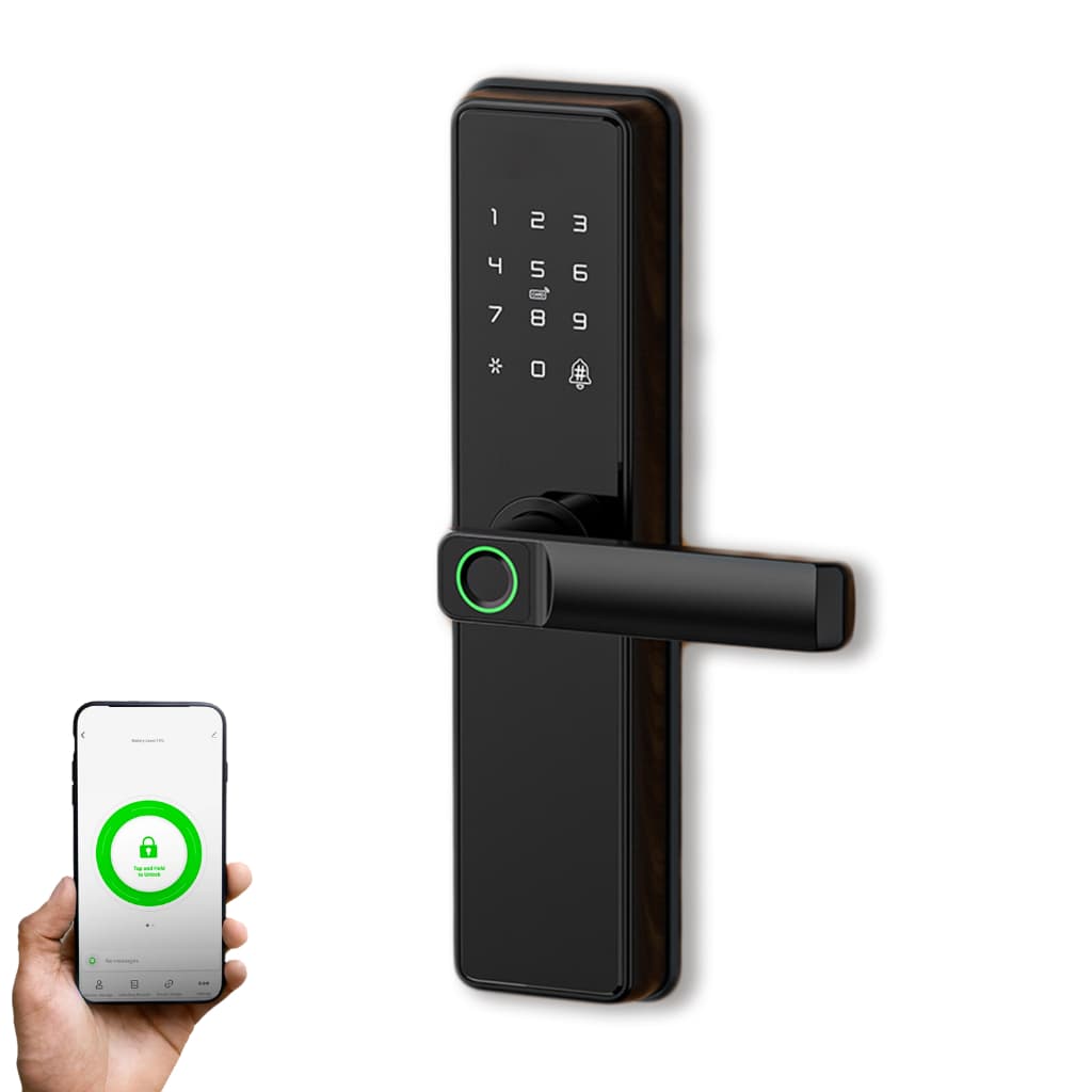 Fechadura Digital Biométrica WiFi Senha Cartão TAG Até 100 Digitais Porta 30-55mm Completa Alta Segurança
