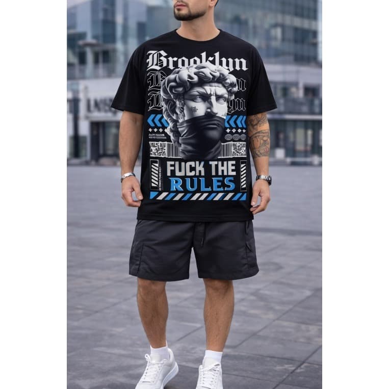 Camiseta Oversized Masculina Estampa Brooklyn Streetwear Premium