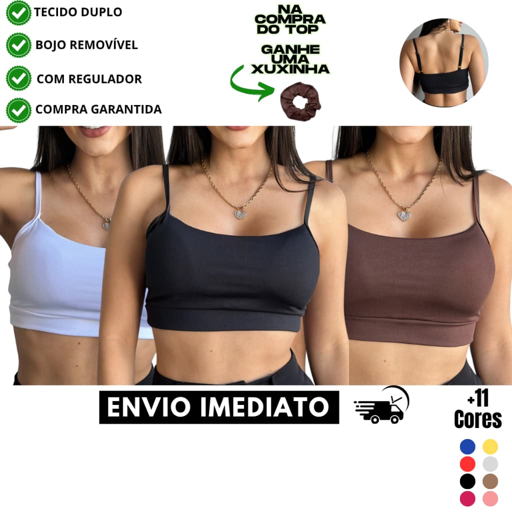Top Academia Feminino Duplo Com Bojo Removível E Regulagem Top fitness Envio Rápido