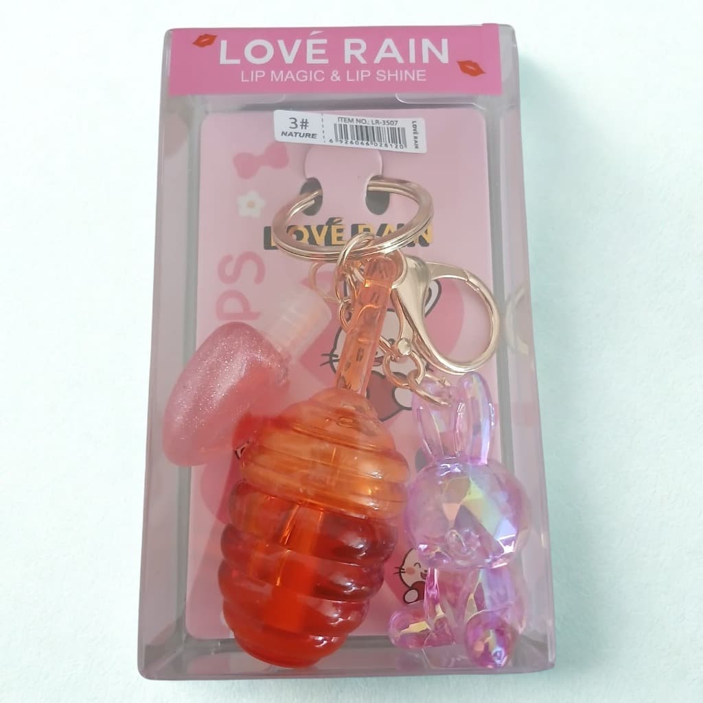Lip gloss chaveirinho mel magic shine love rain pote de mel e ursinho