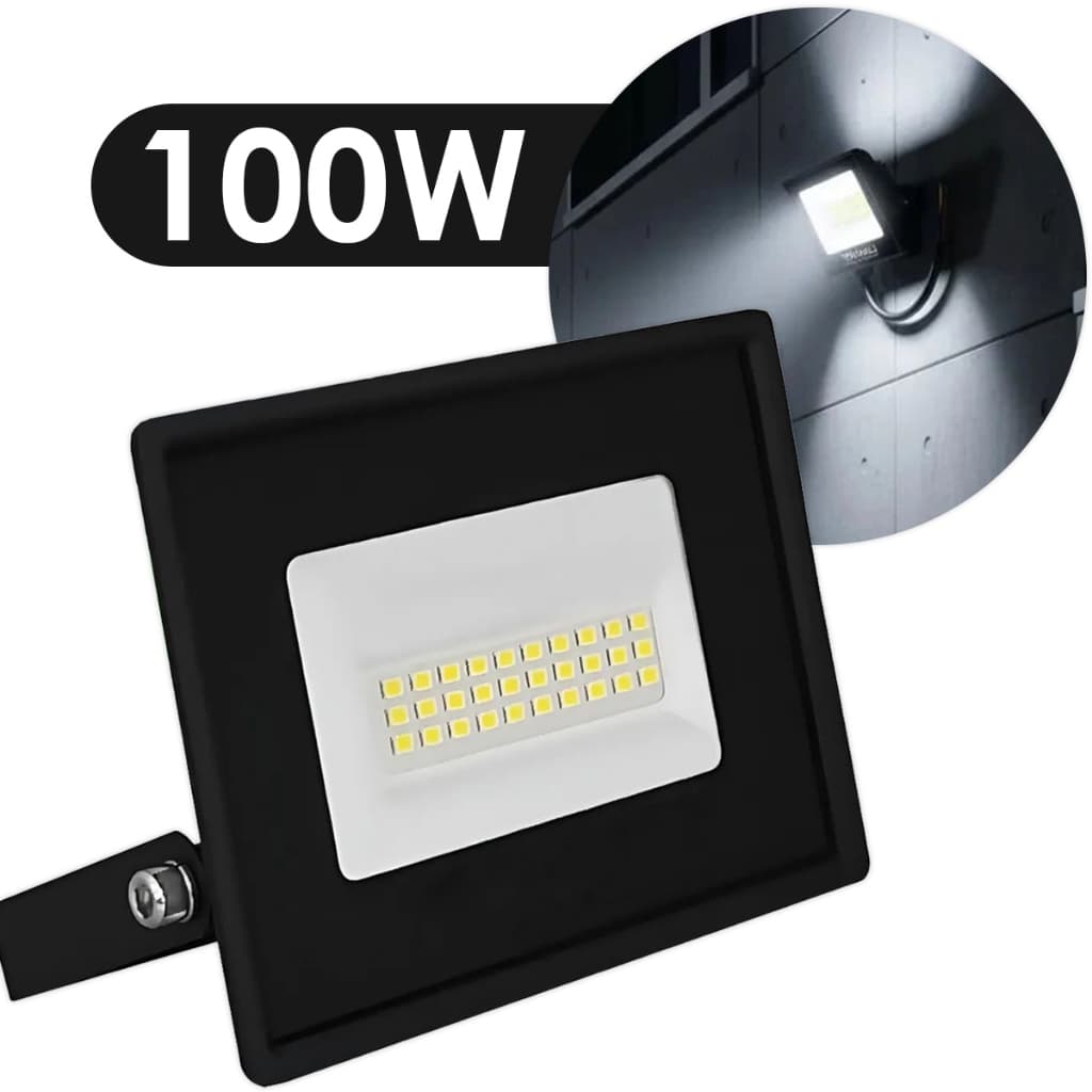 Refletor Preto Led Eco Start 100W Bivolt Branco Frio Bivolt 5500k IP66