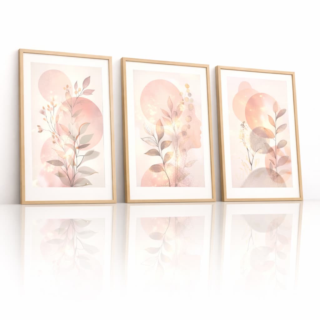 Kit 3 Quadros Decorativos Boho Chic Minimalista Sala Quarto Placa MDF Mosaico Moderno Decoração Casa Envio Imediat