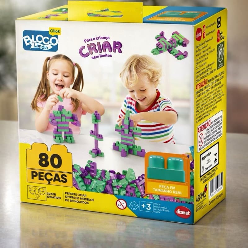 Bloco Para Montar Click 80 Peças Tamanho Grande Dismat