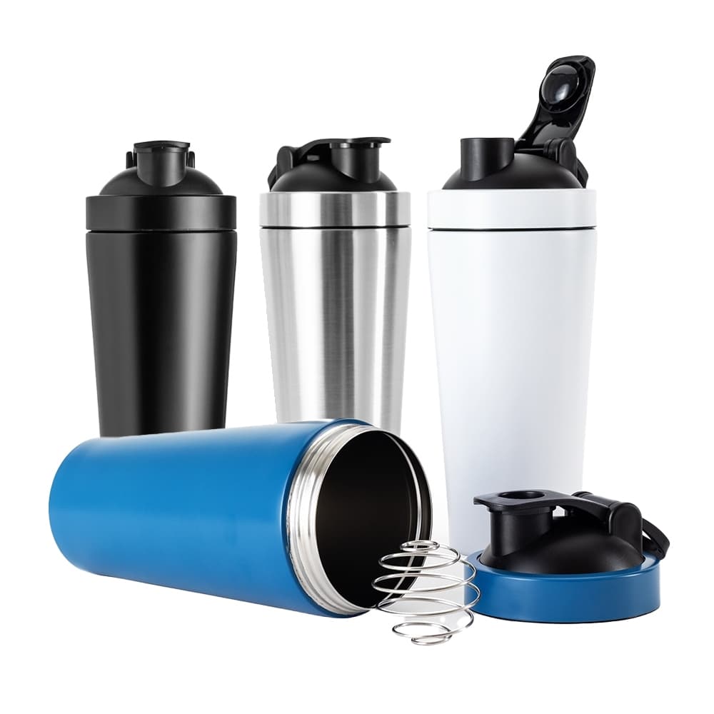 Coqueteleira Academia Inox 900ml com Mola Misturadora e Tampa Rosqueável com Alça ajustável e  Fechamento por Trava