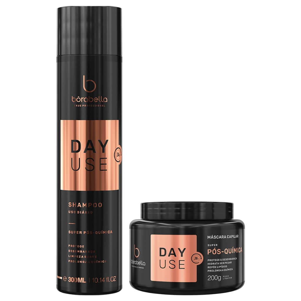 Kit Day Use Mascara Capilar 200gr + Shampoo Kit Pós Quimica 250ml Borabella