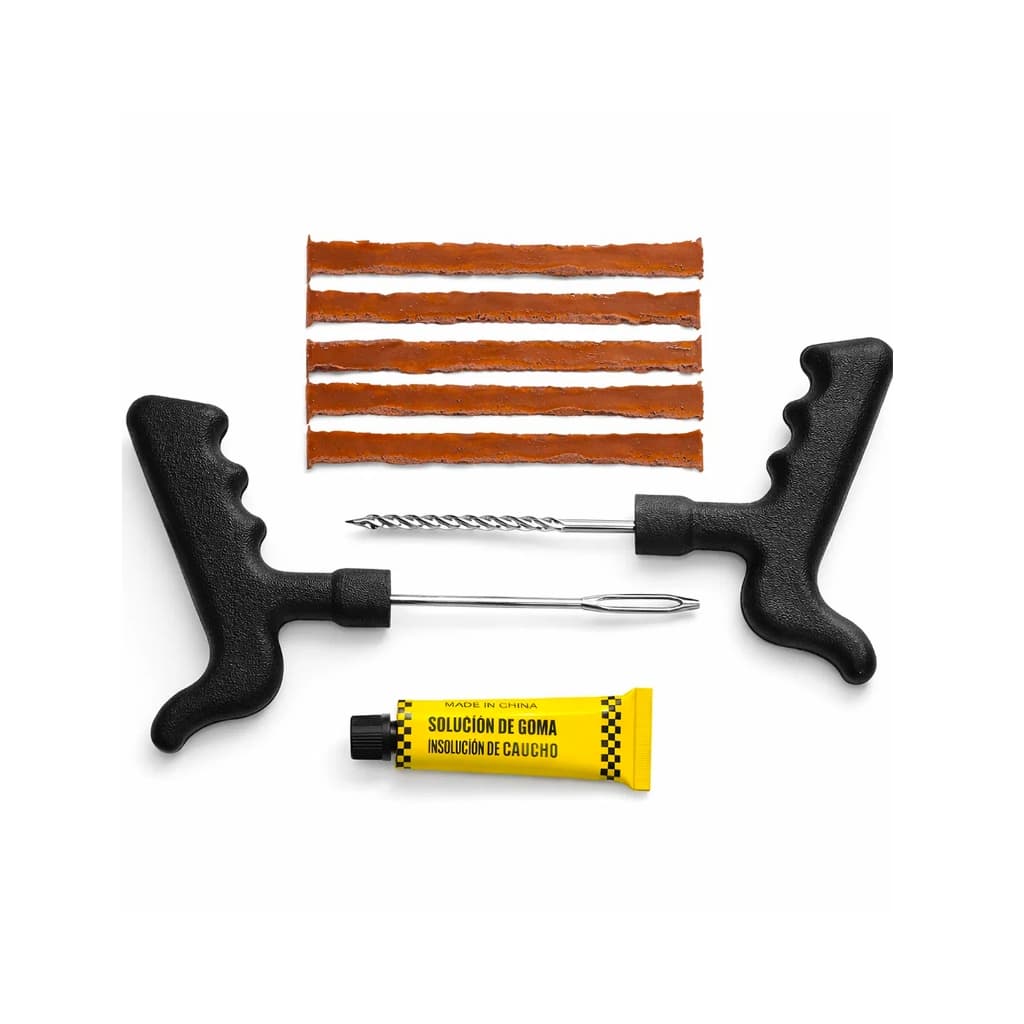 Kit Reparo Pneus Sem Câmara Remendo Para Pneu Macarrão Cola Profissional Carro Moto