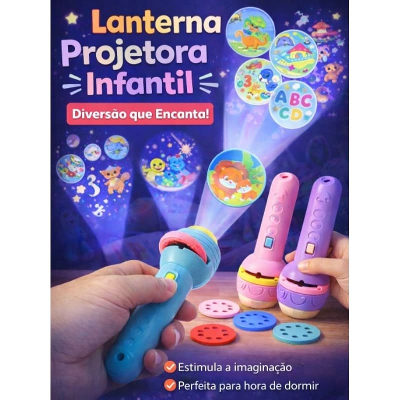 Lanterna Projeção Infantil imagens Divertidas  Brinquedo Crianças