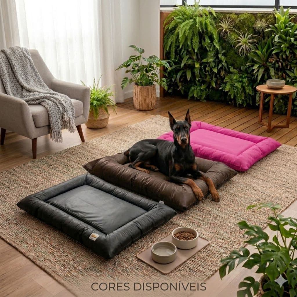 CAMA PARA CACHORRO GRANDE COLCHONETE PET EM CORINO IMPERMEÁVEL RESISTENTE E CONFORTÁVEL C/ZIPER