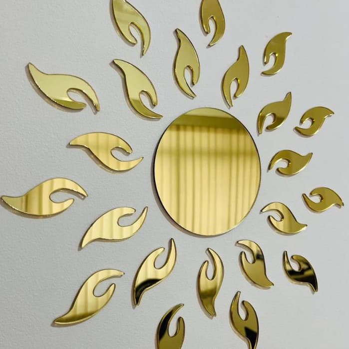 Espelho Decorativo Sol Acrílico Adesivo para Decoração de Parede