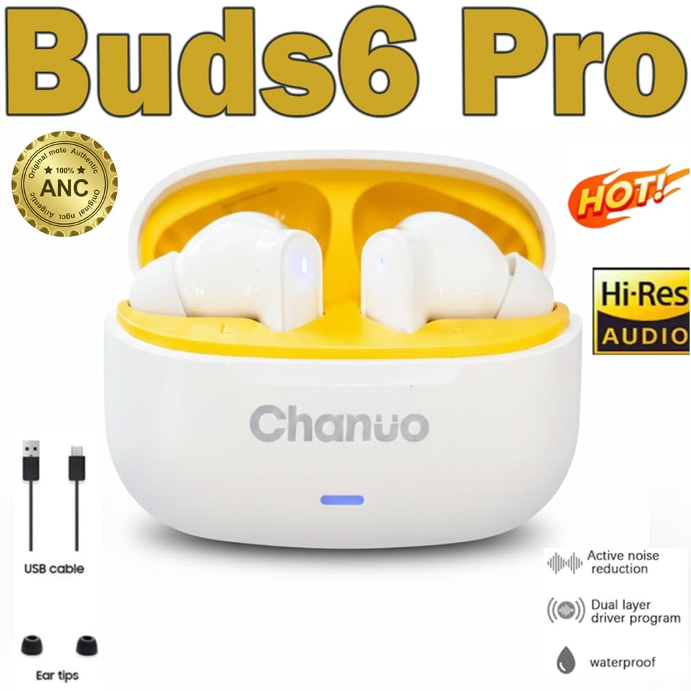 2026 Novo Buds 6 pro TWS Fones de ouvido sem fio Bluetooth  com cancelamento de ruído ANC