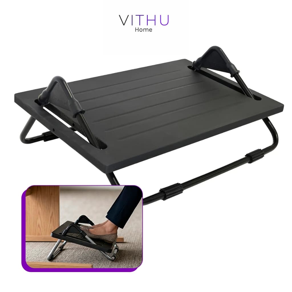 Apoio Para Pés Ergonomico Vithu Home Com Regulagem Escritório Home Office Preto Nr17 Com Inclinação Descanso Marca Vithu