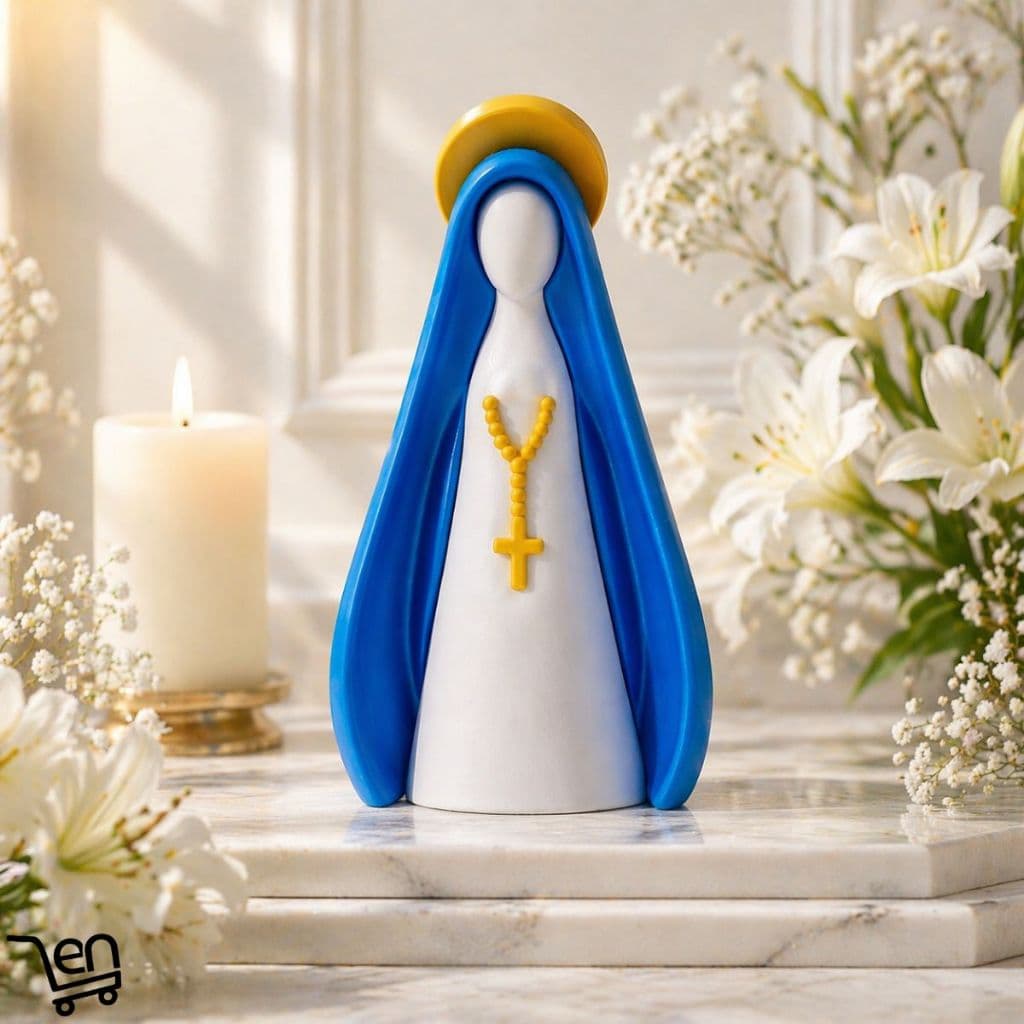Imagem Estatua Nossa Senhora Aparecida Estatua 13cm Santinha Proteção Benção Fé Enfeite Oração