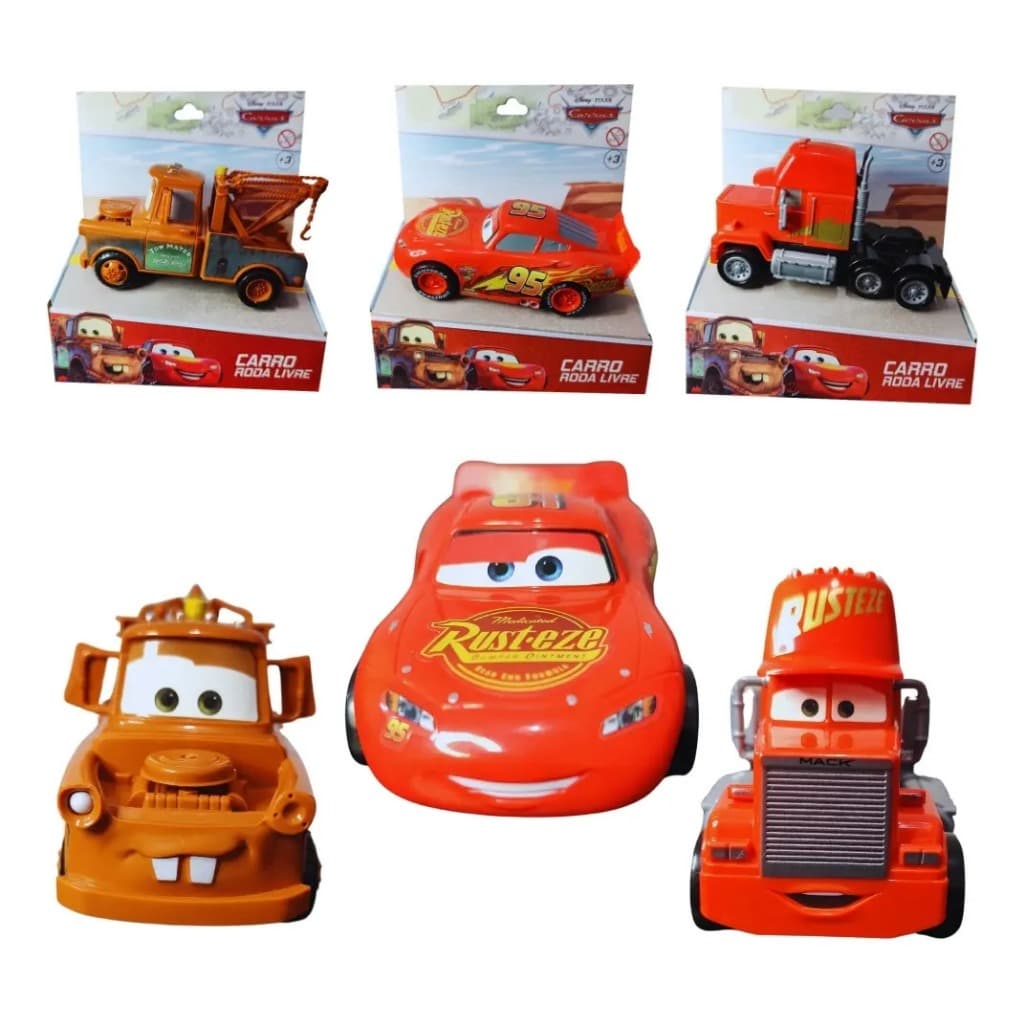 Carros Turma Relâmpago McQueen Disney Pixar – Brinquedos Licenciados Originais Infantil (RODA LIVRE)