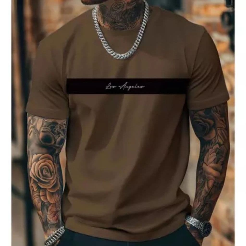 Camisa Masculina Algodão Gola Redonda Camiseta Ombro A Ombro Varias Cores