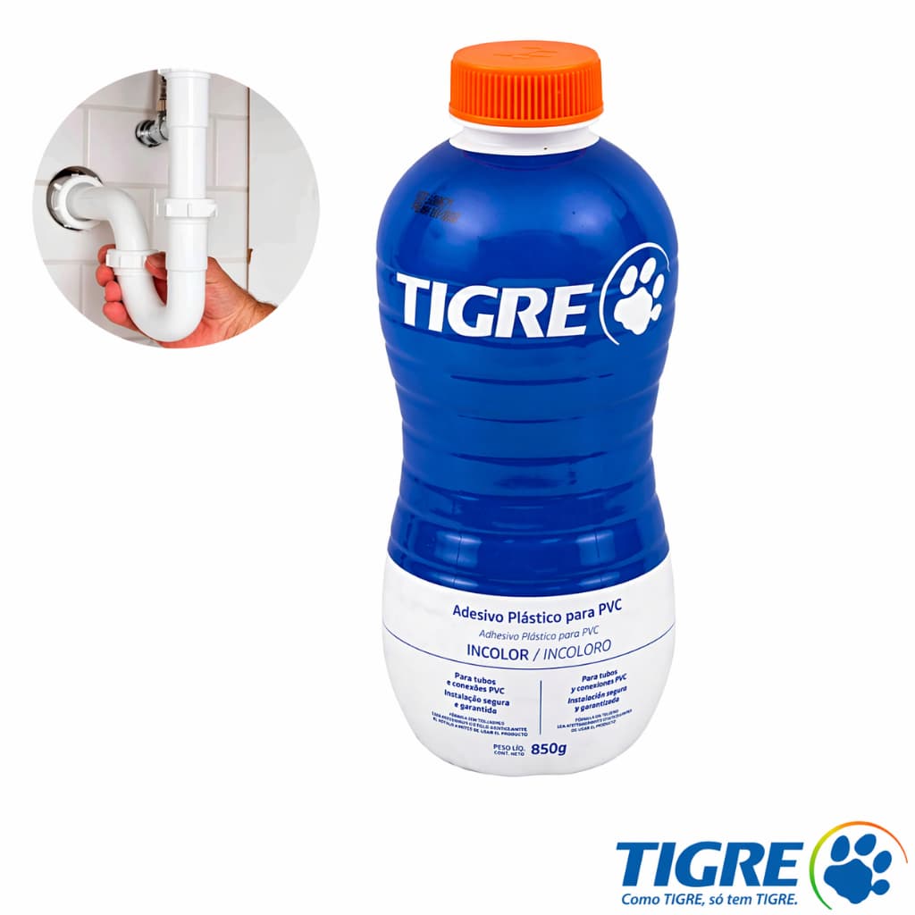 Adesivo Plástico PVC Tigre Cola Para Cano Tubo PVC Pote 850g Incolor