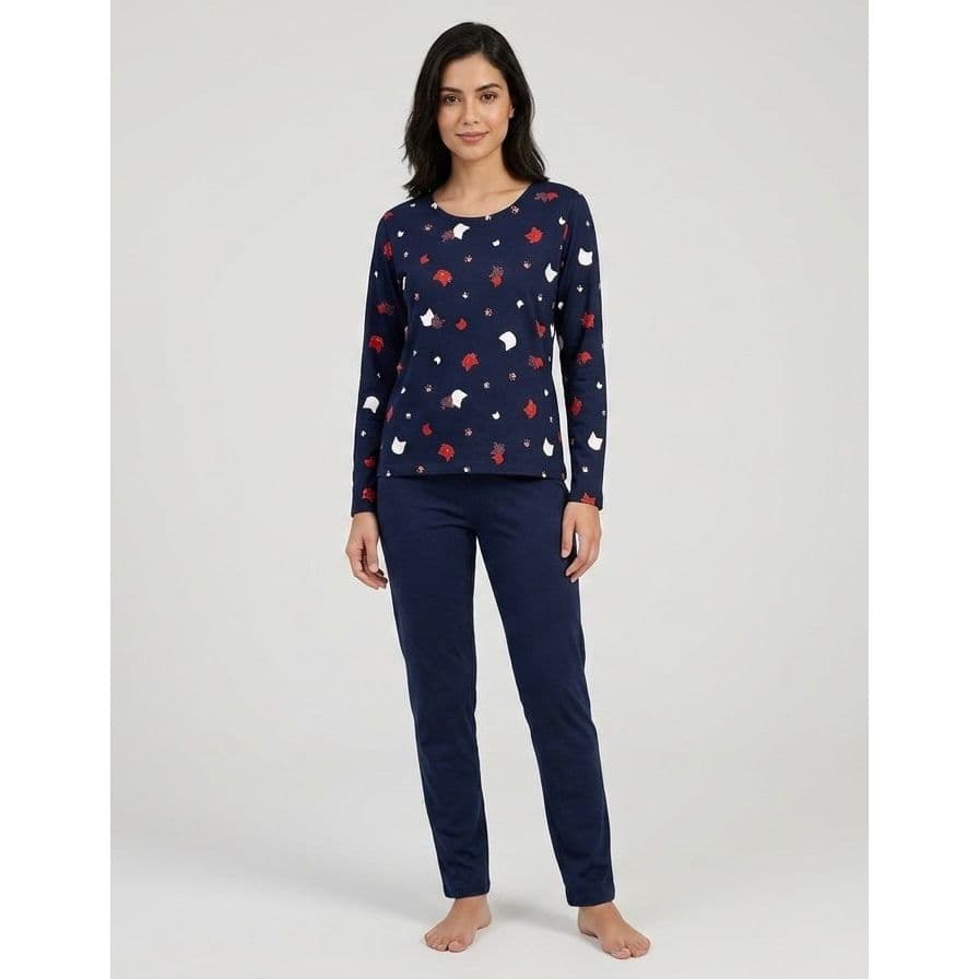 Pijama feminino de inverno suede pijama de frio longo quentinho manga longa