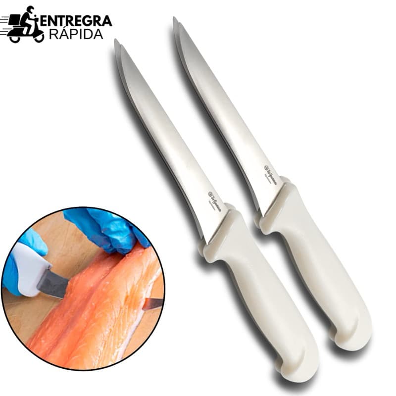 Facas para Desossar Profissional Nº6 Premium  Lâmina em Aço Inox e Cabo Ergonômico Branca
