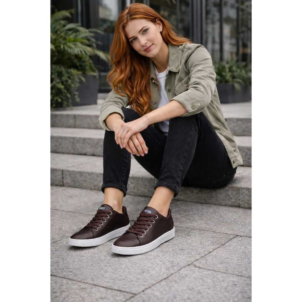 Sapatênis Casual Feminino Hype Shoes - Linha Super Confort - Estilo Urbano Premium - Café