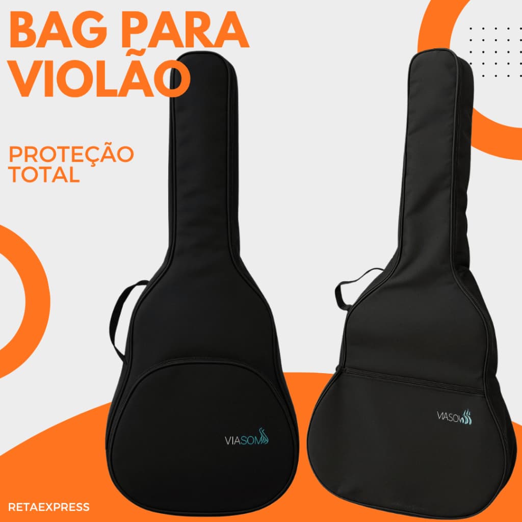 Capa Para Violão OU Guitarra Acolchoada Com Bolso para acessórios Alça lateral e alça dupla nas costas