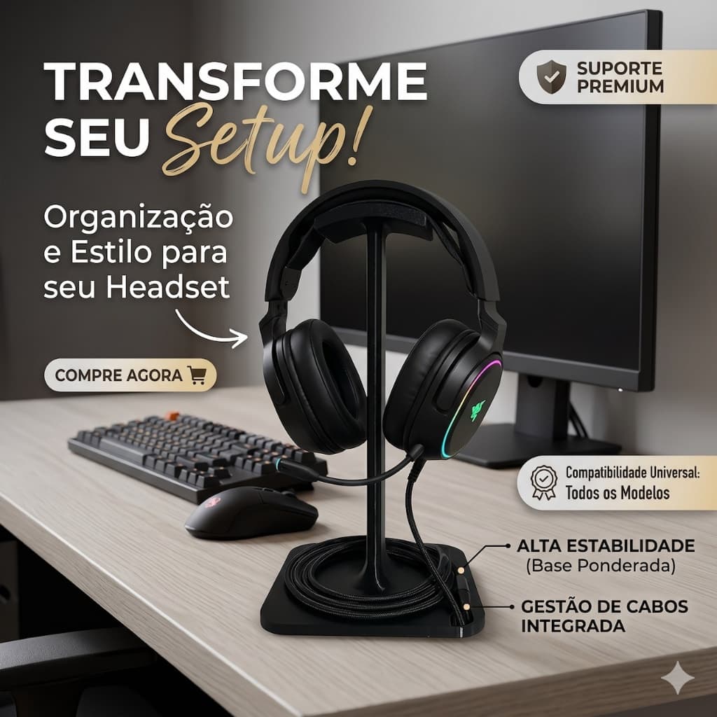 Suporte Do Fone De Ouvido Economia Espaço Game Headset Desktop Organizador Display Gamer Luxo