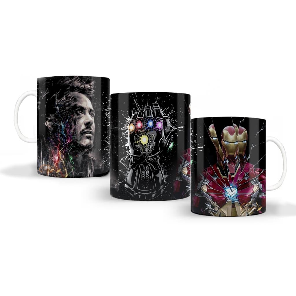 Caneca Homem de Ferro Tony Stark Iron Man Marvel Manopla Cerâmica 325ml Personalizada