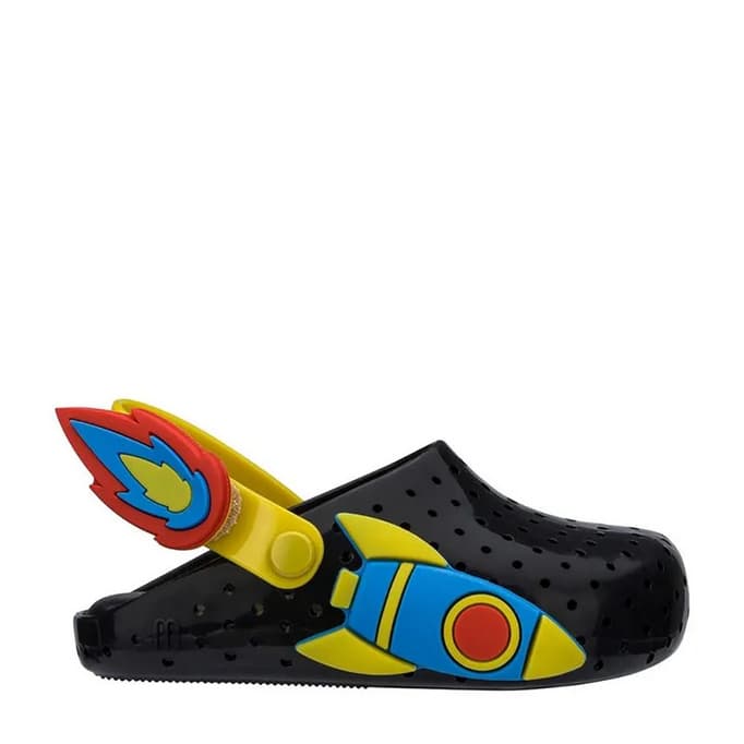 Sandália Mini Melissa Furadinha Babouche Sweet Dreams - Preto/amarelo- N 30