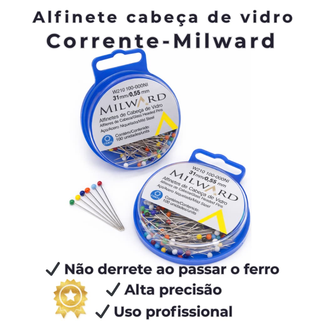 ALFINETE CABEÇA DE VIDRO C/100UN CORRENTE