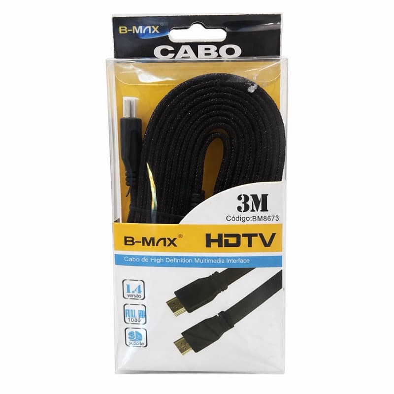 Cabo HDMI 3 Metros B-Max HDTV Full HD 1080p Alta Velocidade TV Notebook PC Vídeo Promoção