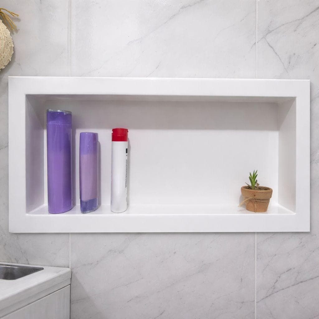 Nicho para Banheiro Prateleira com borda Embutir 32x62 Suporte shampoo - Organize com Estilo Cores Brilhantes