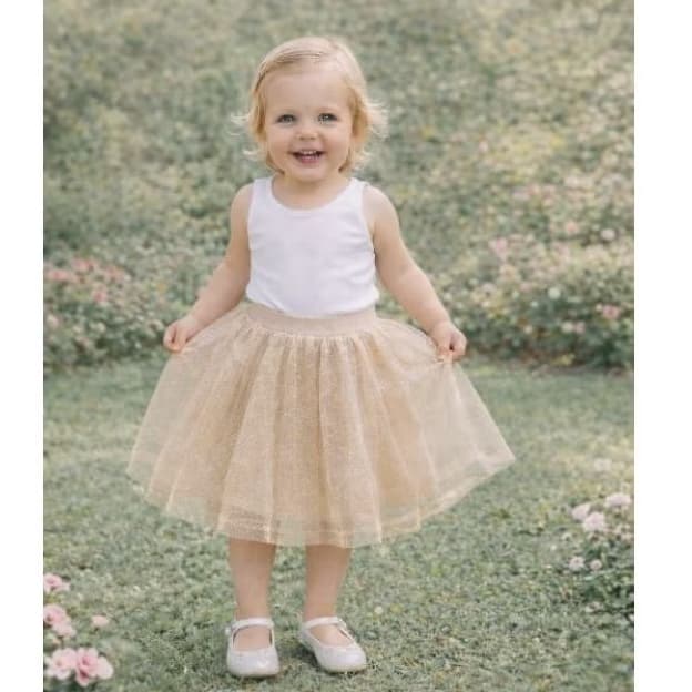 Saia Infantil De Tule Com Glitter  Igreja Festa fardamento Várias Cores