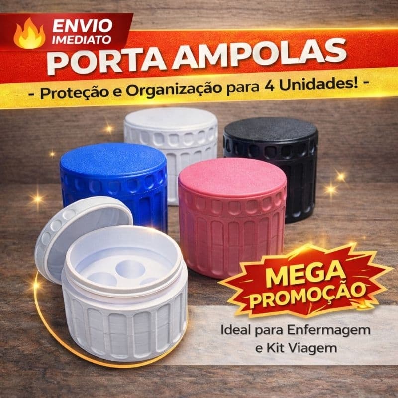 Porta Ampolas Organizador Rígido para 4 Unidades – Proteção Premium Personalizada PEPTIS