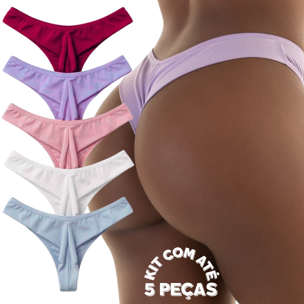 Kit de Calcinhas Fio Duplo Microfibra Confortável Levanta Bumbum Não Marca Forrada Sem Costura no Bumbum