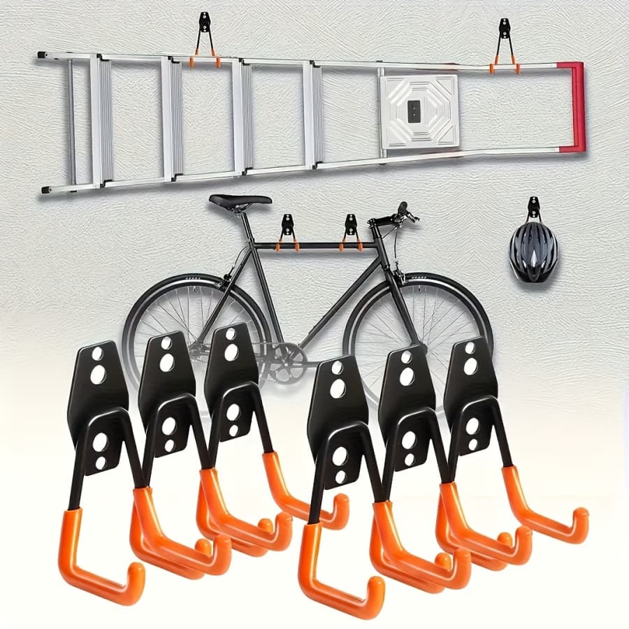 Kit 2/4/6 Ganchos de Parede p/ Armazém, 35kg, p/ Mangueiras, Bicicletas,Escadas,Vassouras,Esfregões
