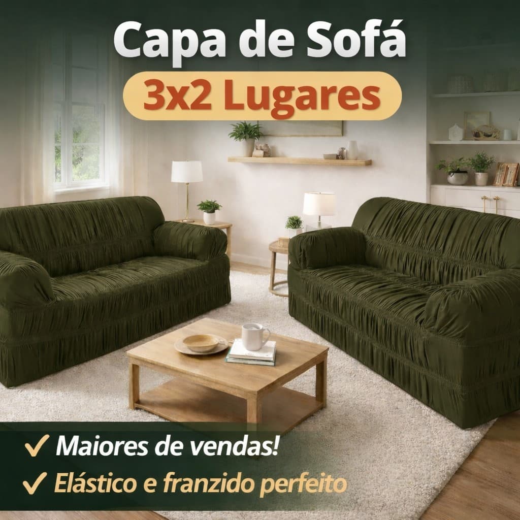 Capa para Sofá Premium 3 e 2 Lugares Malha Gel  Elásticada