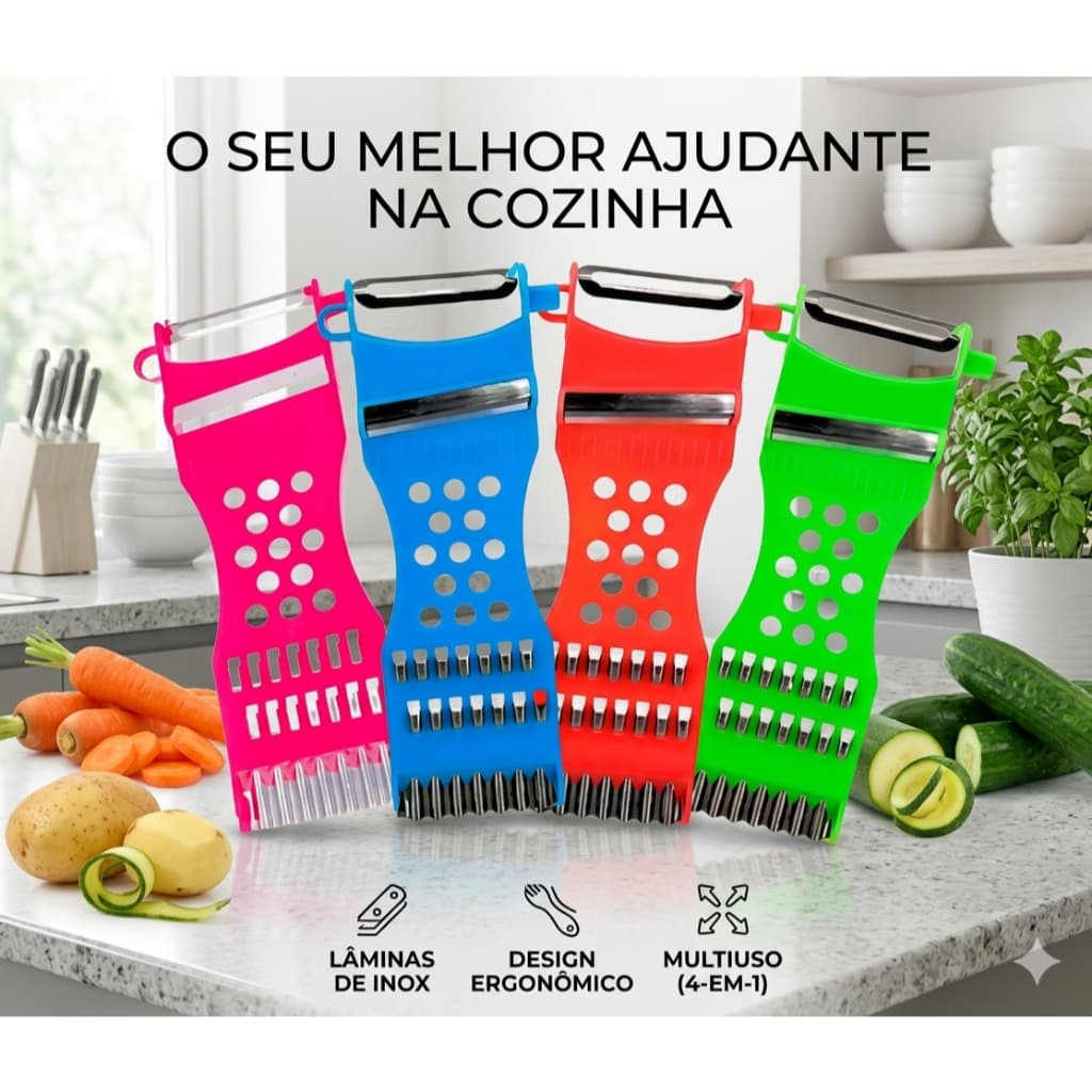 DESCASCADOR E FATIADOR DE LEGUMES 5 3M 1 - 10,5CM - CORTA, RALA, FATIA, DESCASCA