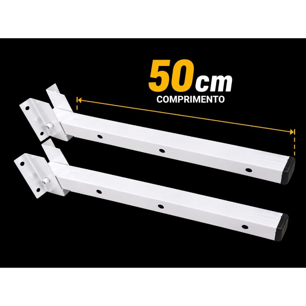 Suporte de Varal de Parede  Reforçado Aço Dobravel Branco Kit com 2 Peças Lavanderia