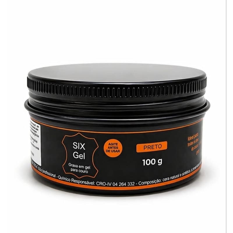 SIX Gel GRAXA EM GEL PRETO 100 g  PARA COURO EMBALAGEM PREMIUM