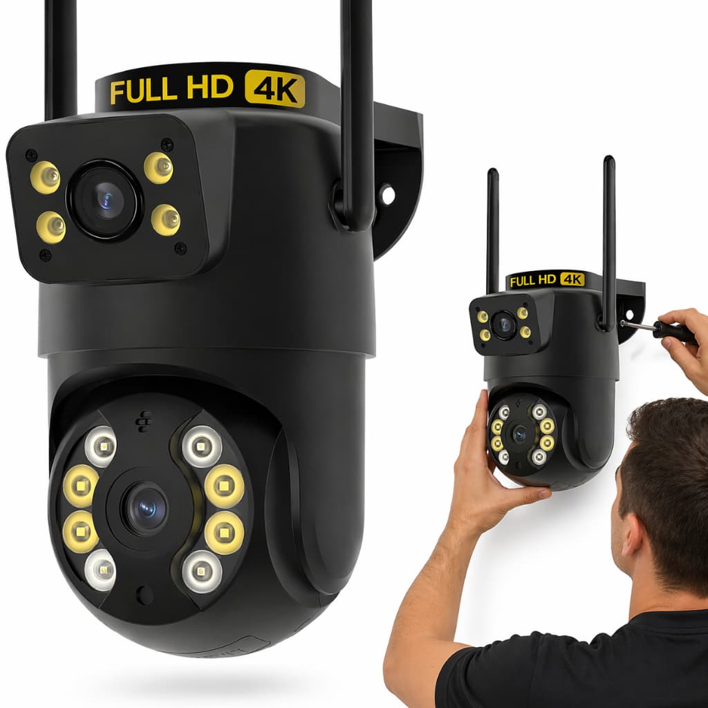 Kit 2 Camera Externa Ip Wifi Icsee 8mp 4K Segurança Dupla C/ Visão Noturna Prov Dágua 360 Rotação Nf